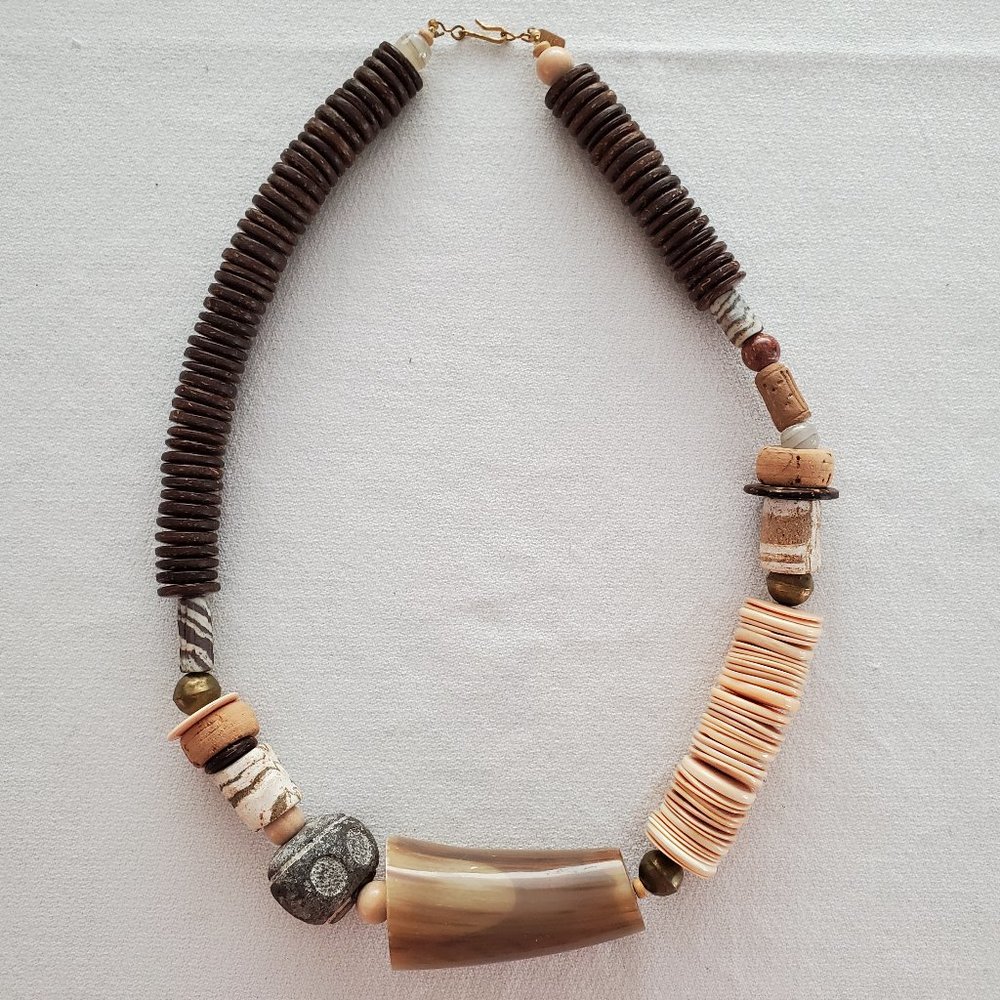 Vintage m.e. Mary Ellen Stewart Modern Tribal Beaded Necklace 24 in - Picture 4 of 8